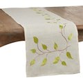Saro Lifestyle SARO 5209.N1672B 16 x 72 in. Oblong Table Runner with Natural Embroidered Vine Design 5209.N1672B